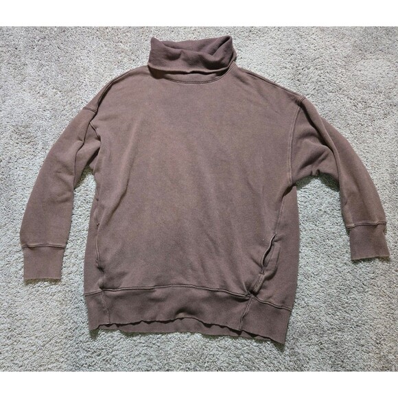 Aerie Sunday Turtleneck Sweatshirt Lounge Oversized Size Large Brown - Picture 1 of 6